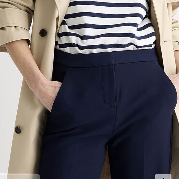 J Crew Kate Straight Leg Pants Four Season Stretch Womens 10 Navy High Rise Work - Picture 12 of 13